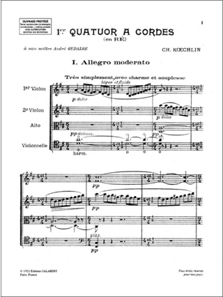 Quatuor n° 1 - Conducteur + Parties - Charles Koechlin - Partition